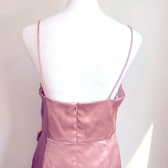 NWT After Six Bow Front Faux Wrap Tulip Skirt Satin Gown in Desert Rose Size 12 - Picture 10 of 16